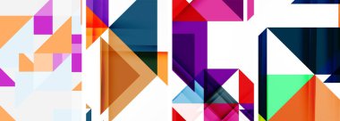 Renkli üçgen poster kapağı şablonu seti. Duvar kağıdı, bayrak, arkaplan, kart, kitap illüstrasyonu için vektör illüstrasyonu, iniş sayfası