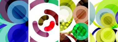 Soyut çember poster setiyle geometrik zarafet dünyası. Çemberler şekiller ve renkler senfonisiyle sarmalanır. Tasarımınız için çağdaş bir görsel ziyafet sunar.