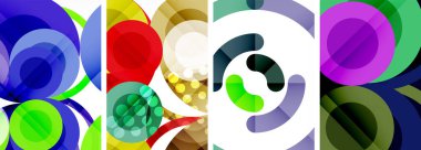 Soyut çember poster setiyle geometrik zarafet dünyası. Çemberler şekiller ve renkler senfonisiyle sarmalanır. Tasarımınız için çağdaş bir görsel ziyafet sunar.