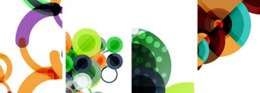 Etkileyici geometrik soyut posterler. Büyüleyici daireler, her bir dizayn şekil ve rengin uyumlu bir karışımı. Tasarımınızı modern, görsel olarak çarpıcı sanatla yükseltin