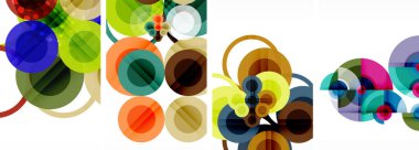 Etkileyici geometrik soyut posterler. Büyüleyici daireler, her bir dizayn şekil ve rengin uyumlu bir karışımı. Tasarımınızı modern, görsel olarak çarpıcı sanatla yükseltin