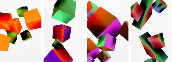Composición Cubos Otros Elementos Geométricos Diseño Fondo Para Papel Pintado — Vector de stock