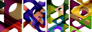Çekici üçgenler içeren soyut arkaplan seti. Geometri ve stilin uyumlu karışımı, bu tasarımlar modern yetenekler getiriyor.