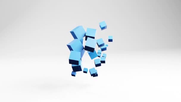 Abstrakt Animation Rörelse Grafik Med Kuber Vitt Ljus Studio Video — Stockvideo