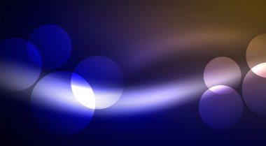 Parlak Işık Neon Baloncuk Çemberleri. Duvar kağıdı, bayrak, arkaplan, kart, kitap illüstrasyonu için vektör illüstrasyonu, iniş sayfası