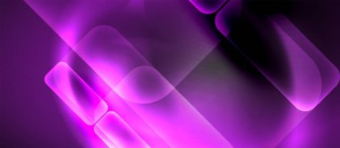 Metin veya ürün sunumu için neon cam şekilleri geometrik arkaplan. Duvar kağıdı, bayrak, arkaplan, kart, kitap illüstrasyonu için vektör illüstrasyonu, iniş sayfası