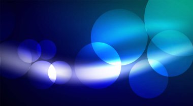 Parlak Işık Neon Baloncuk Çemberleri. Duvar kağıdı, bayrak, arkaplan, kart, kitap illüstrasyonu için vektör illüstrasyonu, iniş sayfası