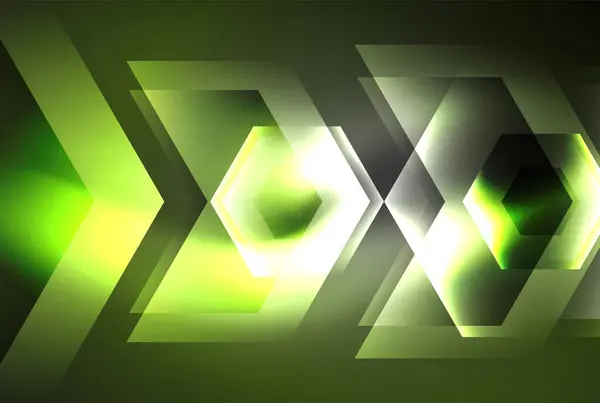 Pil Hexagon Neon Ljus Glödande Former Bakgrund Vektorillustration För Bakgrund — Stock vektor