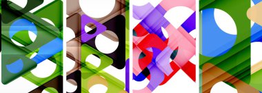 Çekici üçgenler içeren soyut arkaplan seti. Geometri ve stilin uyumlu karışımı, bu tasarımlar modern yetenekler getiriyor.