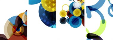 Etkileyici geometrik soyut posterler. Büyüleyici daireler, her bir dizayn şekil ve rengin uyumlu bir karışımı. Tasarımınızı modern, görsel olarak çarpıcı sanatla yükseltin