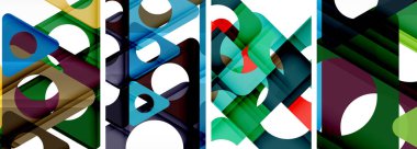 Çekici üçgenler içeren soyut arkaplan seti. Geometri ve stilin uyumlu karışımı, bu tasarımlar modern yetenekler getiriyor.
