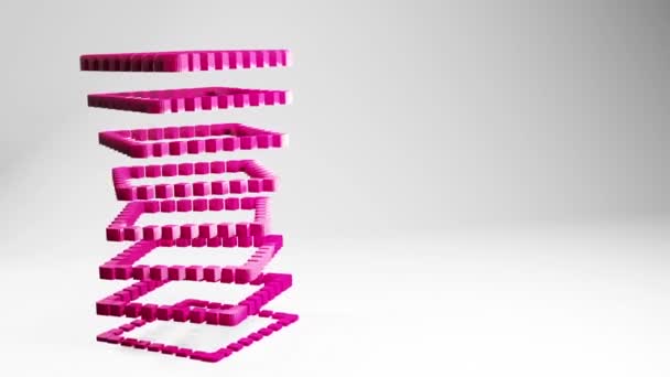 キューブで作られた抽象的なテクノ幾何学3Dタワー回転 モーショングラフィックの背景 — ストック動画