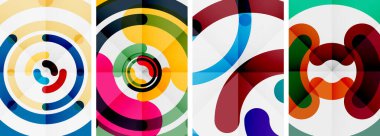 Renkli çember arka planlar. Duvar kağıdı, bayrak, arkaplan, kart, kitap illüstrasyonu için vektör illüstrasyonu, iniş sayfası