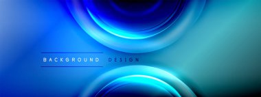 Çember çizgileri ve baloncuklar ışık ve gölge efektleriyle parlayan etki eğiminde. Işık, gölge ve derinliğin dinamik etkileşimi. Gelecekçi ve ritmik teknoloji tasarımı