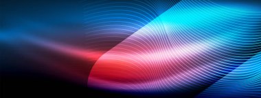 Parlayan neon dalga soyut arkaplan - canlı, ışıltılı dalgalar büyüleyici ve heyecan verici bir ekran içinde titreşiyor