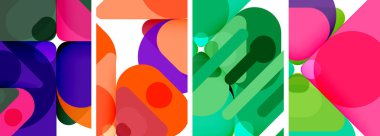 Duvar kağıdı, kartvizit, kapak, poster, afiş, broşür, başlık, web sitesi için renkli parlak geometrik soyut kompozisyonlar