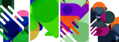 Duvar kağıdı, kartvizit, kapak, poster, afiş, broşür, başlık, web sitesi için renkli parlak geometrik soyut kompozisyonlar