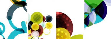 Etkileyici geometrik soyut posterler. Büyüleyici daireler, her bir dizayn şekil ve rengin uyumlu bir karışımı. Tasarımınızı modern, görsel olarak çarpıcı sanatla yükseltin