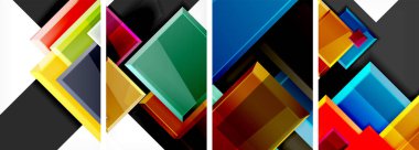 Duvar kağıdı, kartvizit, kapak, poster, afiş, broşür, başlık, web sitesi için renkli cam parlak kare kompozisyon afişi