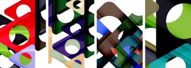 Soyut arkaplan seti, üçgenlerin dinamik etkileşimini gösteriyor. Modern tasarım ve geometrik cazibenin birleşimi