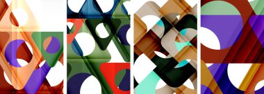 Çekici üçgenler içeren soyut arkaplan seti. Geometri ve stilin uyumlu karışımı, bu tasarımlar modern yetenekler getiriyor.