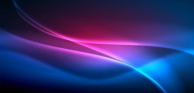 Neon ışıklarının ruhani parıltısında dinamik dalgalar. Hareket akışkanlığı ile neonun ışıl ışıl cazibesini birleştiren kavram, hem canlılığı hem de gelecekteki karmaşıklığı somutlaştıran büyüleyici arka plan.