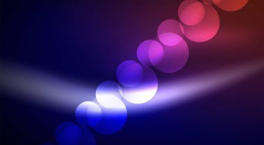 Parlak Işık Neon Baloncuk Çemberleri. Duvar kağıdı, bayrak, arkaplan, kart, kitap illüstrasyonu için vektör illüstrasyonu, iniş sayfası