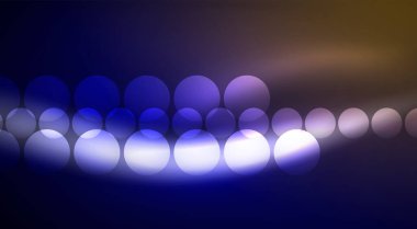 Parlak Işık Neon Baloncuk Çemberleri. Duvar kağıdı, bayrak, arkaplan, kart, kitap illüstrasyonu için vektör illüstrasyonu, iniş sayfası