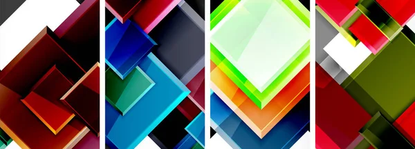 Color Glass Glossy Square Composition Poster Set Wallpaper Business Card — Stock Vector