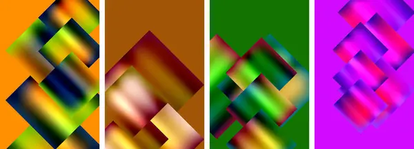Цветные Металлические Квадратные Абстрактные Плакаты — стоковый вектор