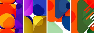 Duvar kağıdı, kartvizit, kapak, poster, afiş, broşür, başlık, web sitesi için renkli parlak geometrik soyut kompozisyonlar