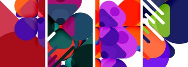 Duvar kağıdı, kartvizit, kapak, poster, afiş, broşür, başlık, web sitesi için renkli parlak geometrik soyut kompozisyonlar