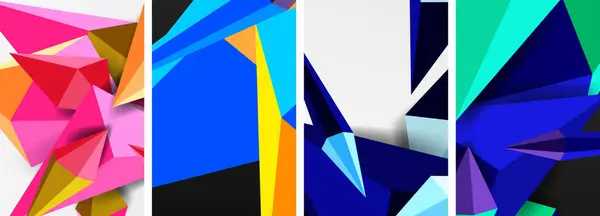 Ensemble Affiches Géométriques Triangle Bas Poly Formes — Image vectorielle