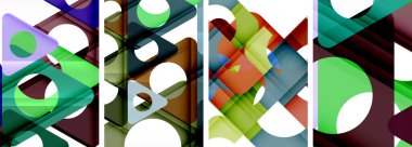 Çekici üçgenler içeren soyut arkaplan seti. Geometri ve stilin uyumlu karışımı, bu tasarımlar modern yetenekler getiriyor.