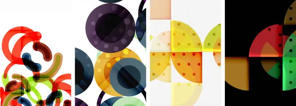 Charming Geometric Abstract Posters Mesmerizing Set Circles Each Design Harmonious — Stock Vector