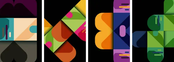 バランス移動幾何学的背景 カバー ポスター バナー パンフレット ヘッダー ウェブサイトのポスターコレクション — ストックベクタ
