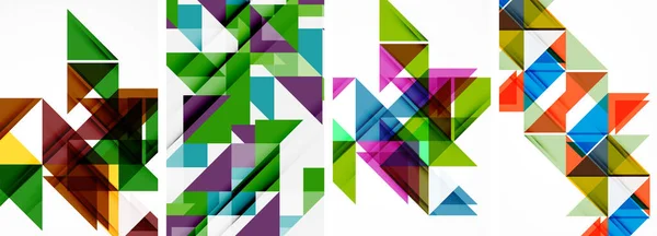 Set Abstract Random Triangle Composition Backgrounds Vector Illustration Wallpaper Business — Stock Vector