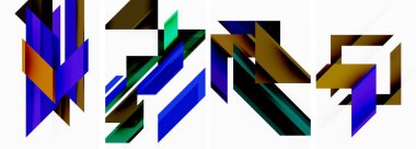 Duvar kağıdı, kartvizit, kapak, poster, afiş, broşür, başlık, web sitesi için üçgen poster seti