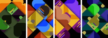 Kareler ve dairelerle Geometrik renkli posterler