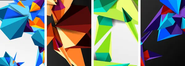 Driehoek Abstracte Concepten Poster Set Met Geometrische Minimale Ontwerpen — Stockvector