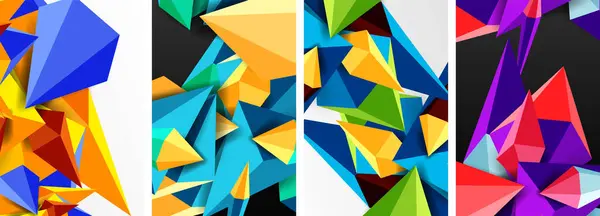 Set Triangle Geometric Low Poly Shapes Posters — Stock Vector