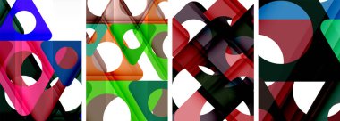 Çekici üçgenler içeren soyut arkaplan seti. Geometri ve stilin uyumlu karışımı, bu tasarımlar modern yetenekler getiriyor.