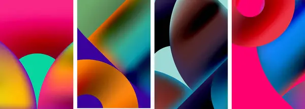 Cercles Triangles Aux Couleurs Vives Dégradées Illustration Vectorielle Pour Papier — Image vectorielle