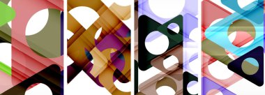 Soyut arkaplan seti, üçgenlerin dinamik etkileşimini gösteriyor. Modern tasarım ve geometrik cazibenin birleşimi