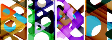 Çekici üçgenler içeren soyut arkaplan seti. Geometri ve stilin uyumlu karışımı, bu tasarımlar modern yetenekler getiriyor.