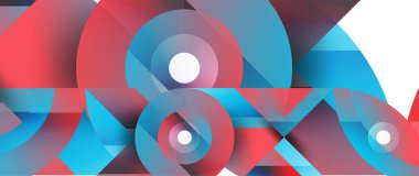 Geometrik füzyon - üçgenlerin soyut harmonisi ve minimalist arkaplan tasarımında daireler. Duvar kağıdı, afiş, arkaplan, iniş sayfası, duvar sanatı, davetiye, baskı için şekil ve satır tasarımı