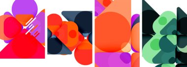 Duvar kağıdı, kartvizit, kapak, poster, afiş, broşür, başlık, web sitesi için renkli parlak geometrik soyut kompozisyonlar