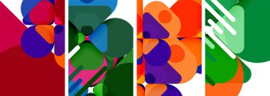 Duvar kağıdı, kartvizit, kapak, poster, afiş, broşür, başlık, web sitesi için renkli parlak geometrik soyut kompozisyonlar