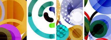 Soyut çember poster setiyle geometrik zarafet dünyası. Çemberler şekiller ve renkler senfonisiyle sarmalanır. Tasarımınız için çağdaş bir görsel ziyafet sunar.