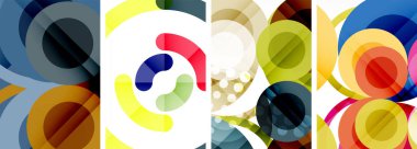 Etkileyici geometrik soyut posterler. Büyüleyici daireler, her bir dizayn şekil ve rengin uyumlu bir karışımı. Tasarımınızı modern, görsel olarak çarpıcı sanatla yükseltin